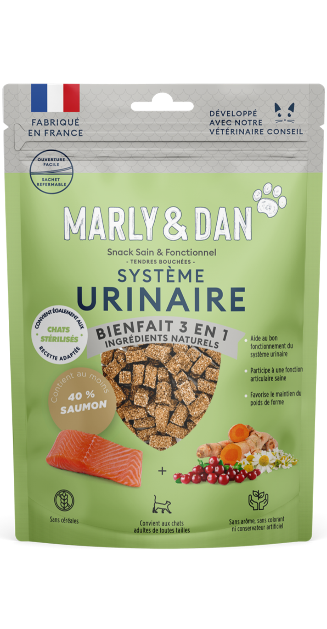 MARLY & DAN SYSTEME URINAIRE Tendres bouchées. Friandises pour le bien-être urinaire de votre chat.