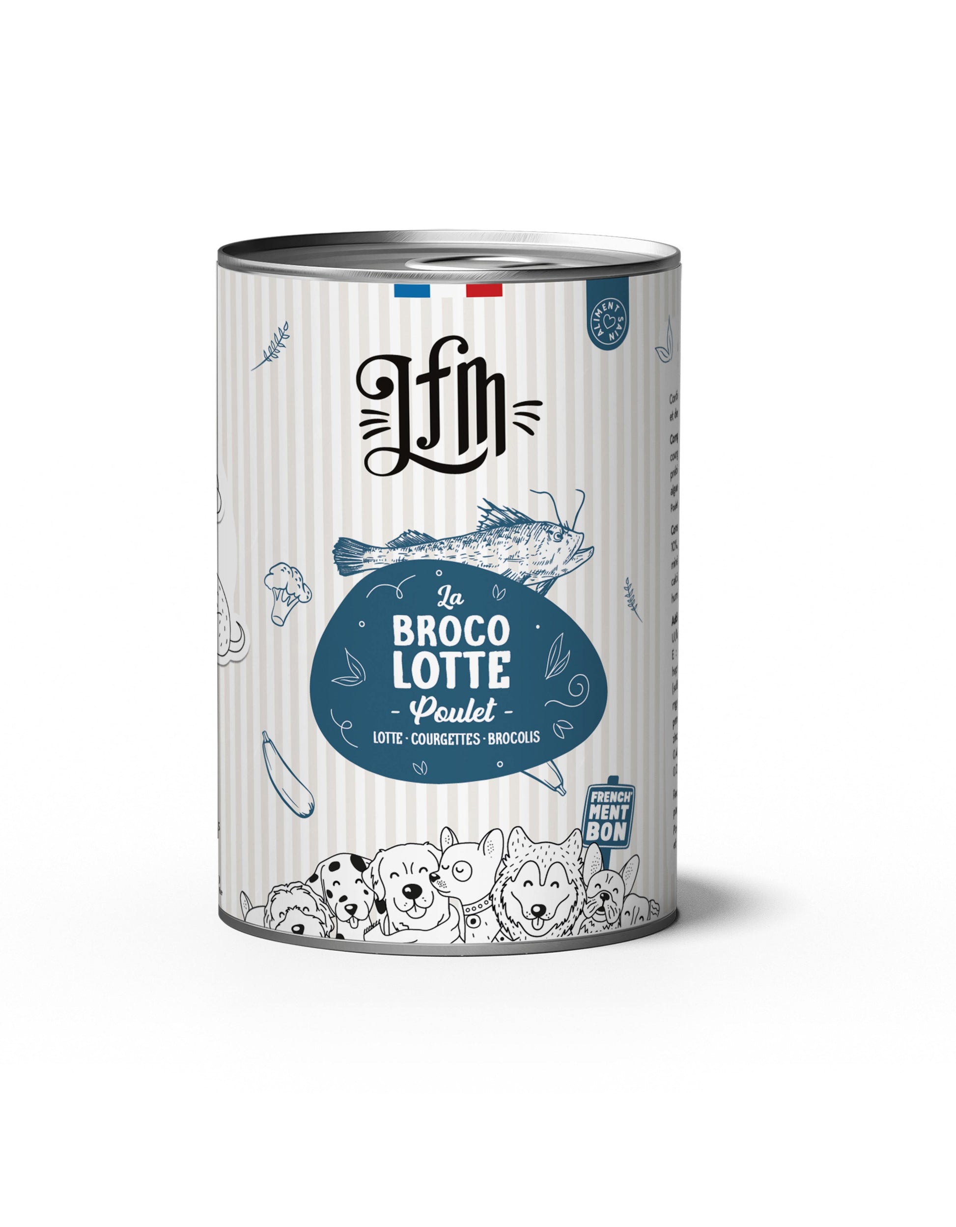 LFM La Brocolotte - Pâtée Complète pour Chiens, Poulet et Poisson Blanc, Fabriquée en France