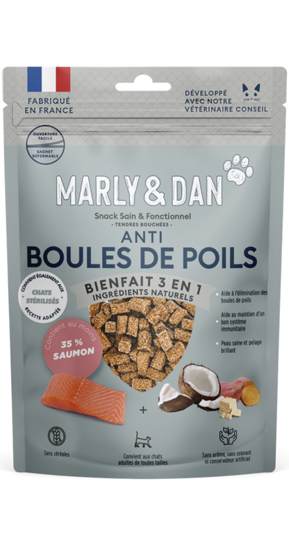 MARLY & DAN ANTI BOULES DE POILS Tendres bouchées. Friandises pour chat