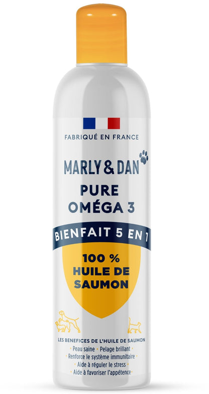 MARLY & DAN Huile de saumon. Complément alimentaire pour chien et chat