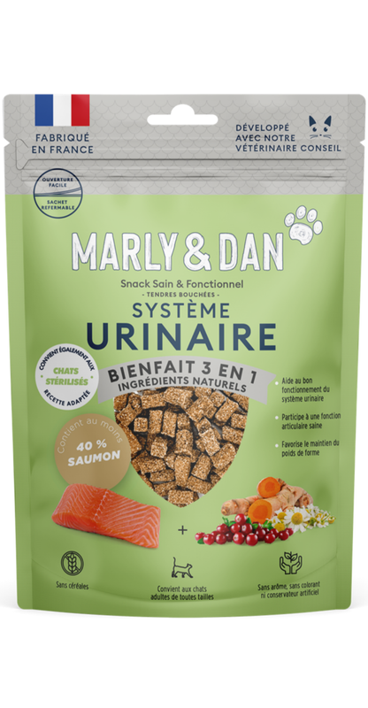 MARLY & DAN SYSTEME URINAIRE Tendres bouchées. Friandises pour le bien-être urinaire de votre chat.