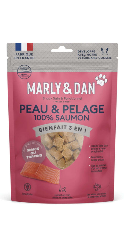 MARLY & DAN BOOSTER Omega 3 Freeze dried. Complément alimentaire pour chat, fabriqué en France, riche en saumon.