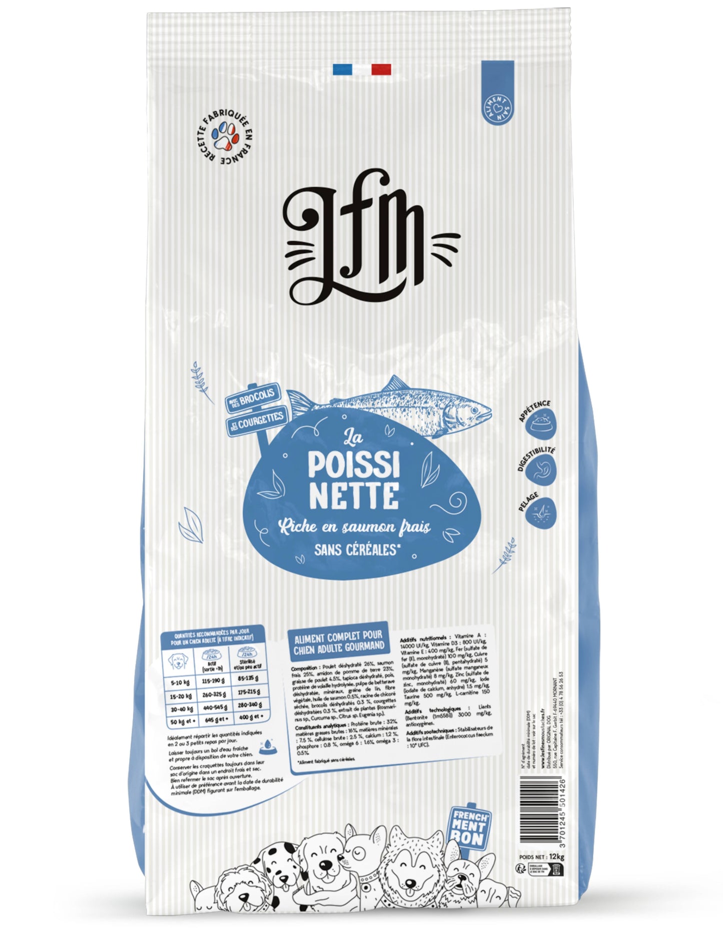 LFM La Poissinette - Croquettes sans Céréales pour Chien au Saumon Frais
