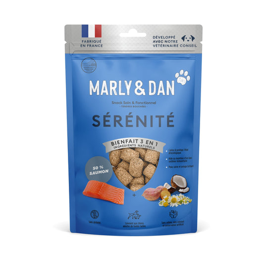 MARLY & DAN SERENITE Tendres bouchées pour chien. Made in France, riche en saumon."